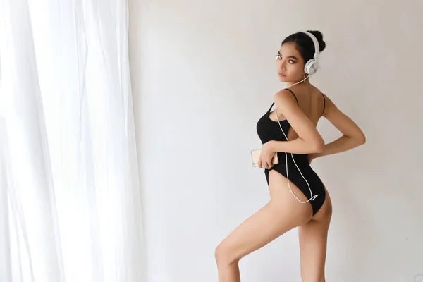 Esportivo Saudável Jovem Asiático Mulher Com Beleza Rosto Praticando Balé — Fotografia de Stock
