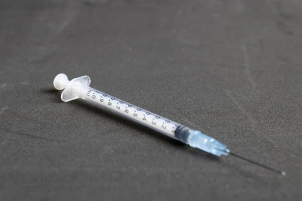 Syringe Isolated Needle Clean Grey Background — Stock Photo, Image