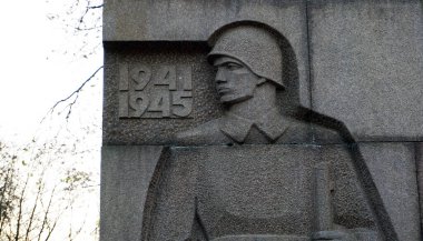 Krasnogorsk, Moskova bölgesi / Rusya - 26 Ekim 2020: 1941-1945 Büyük Vatanseverlik Savaşı 'ndaki zaferin anısına anıtın bir parçası.