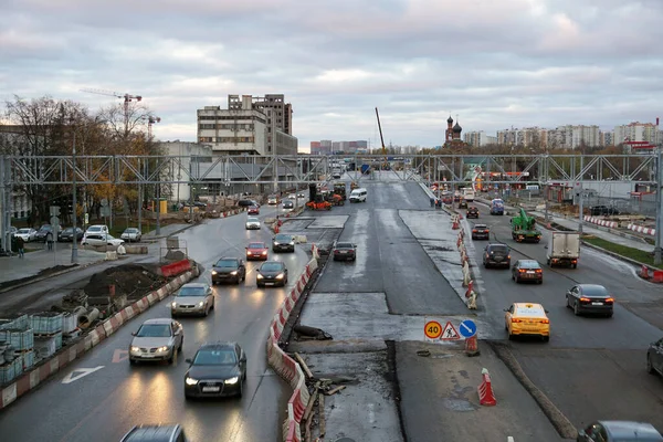 Moskau Russland November 2020 Wiederaufbau Der Wolokolamskoje Autobahn Moskau — Stockfoto