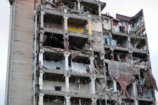 Moskau Russland November 2020 Abriss Eines Alten Bürohochhauses Der Wolokolamsker — Stockfoto