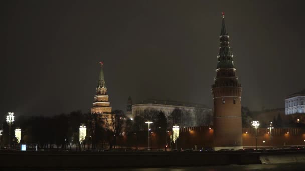 Moskou Rusland Januari 2021 Nacht Het Historische Centrum Van Moskou — Stockvideo