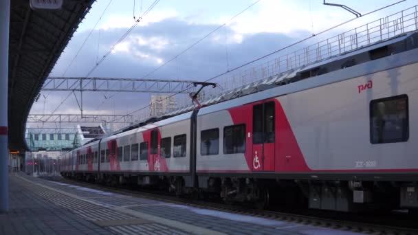 Mosca Russia Aprile 2021 Moderno Treno Urbano Sicuro Alta Velocità — Video Stock