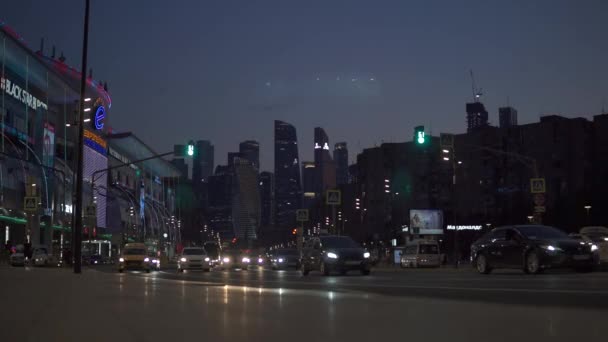 Moscow Russia July 2021 Night Moscow Cars Headlights Driving Road — Stock Video