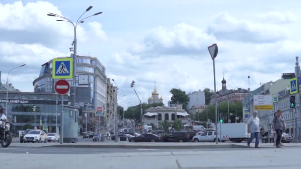 Москва Липень 2021 Звичайний Теплий Літній День Центрі Москви Площа — стокове відео