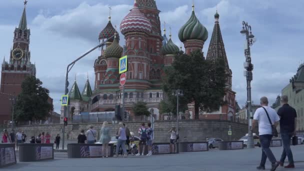 Moskau Russland Juli 2021 Basilius Kathedrale Auf Dem Roten Platz — Stockvideo