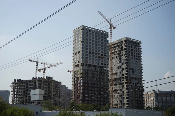 Moskau Russland August 2021 Bau Einer Modernen Wohnanlage Wohnungsbau Investitionen — Stockfoto