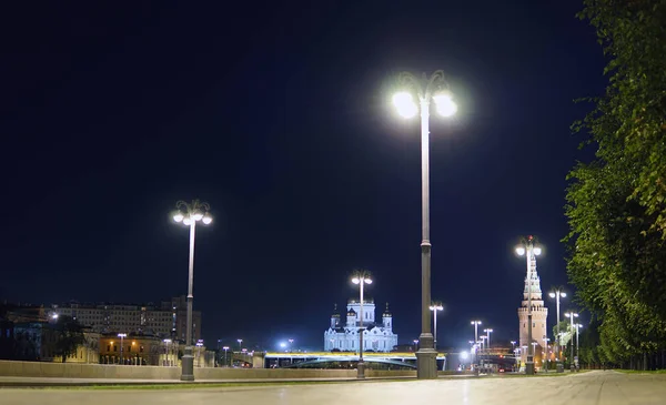 Москва Россия Август 2021 Удивительный Ночной Город Кремлевская Набережная — стоковое фото
