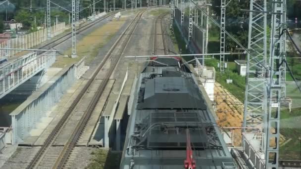 Moscú Rusia Agosto 2021 Vista Superior Del Moderno Tren Pasajeros — Vídeos de Stock