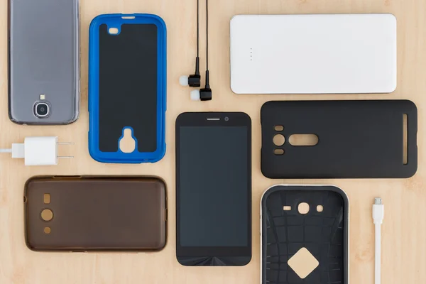 Collectie Mobiele Telefoon Smartphone Accessoires Voor Achtergrond — Stockfoto