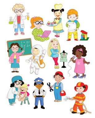 Yeni yürümeye başlayan çocuklar farklı meslekler