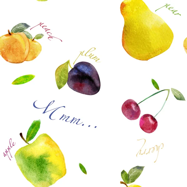 Frucht Aquarell Hintergrund nahtlos — Stockfoto