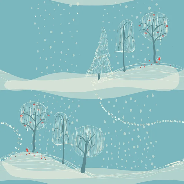 Sömlös vintern bakgrund med träd — Stock vektor
