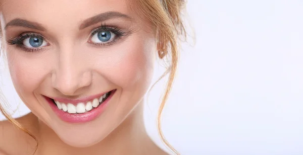 Portrait of beautiful woman on white background — Stock Photo, Image