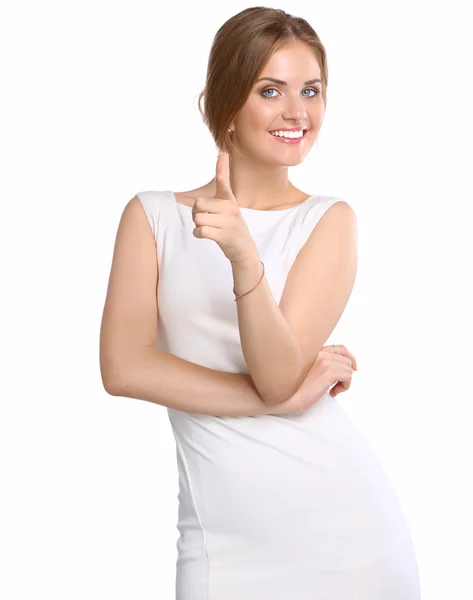 Attractive young woman portrait isolated on white background — Stock Photo, Image