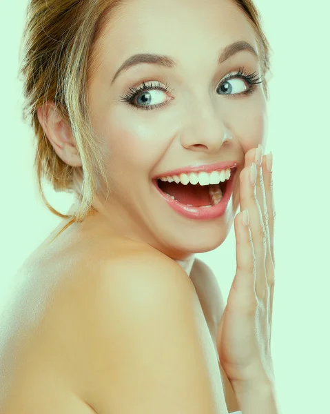 Portrait of beautiful woman on white background — Stock Photo, Image