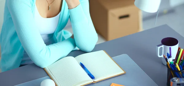 Porträt einer Geschäftsfrau am Schreibtisch — Stockfoto