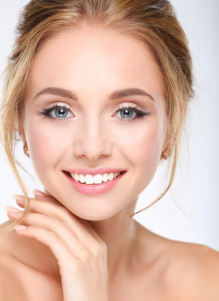 Portrait of beautiful woman on white background — Stock Photo, Image