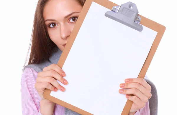 Retrato de mulher de negócios jovem cansado com computador portátil — Fotografia de Stock