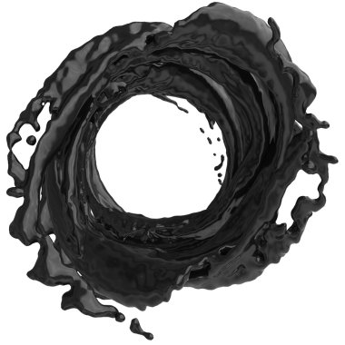 Beyaz arka planda siyah boya splash.