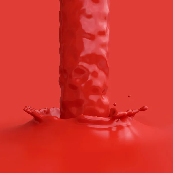 Liquido rosso versando con spruzzi — Foto Stock