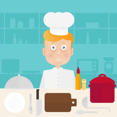 Şef mutfak masasında