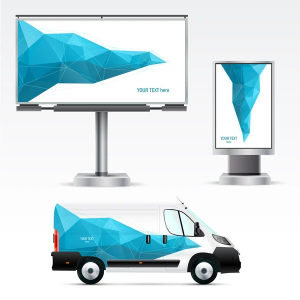 Auto, Billboard en Citylight — Stockvector