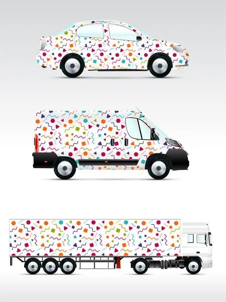 Coche de pasajeros, camión, autobús — Vector de stock