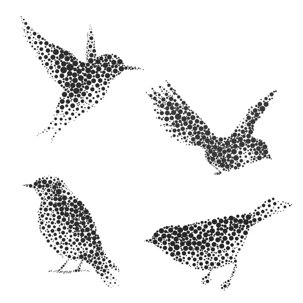Vogel silhouet bestaande uit cirkels. — Stockvector