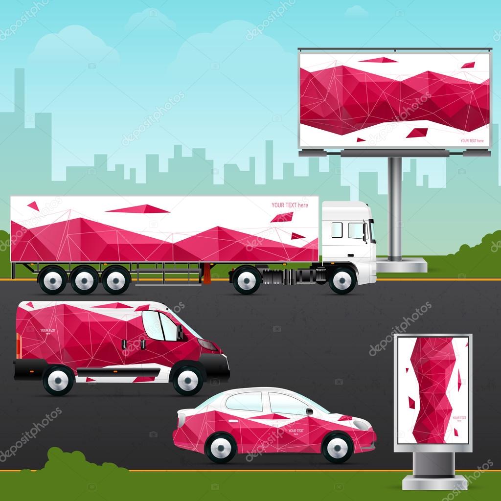 Passenger car, truck, bus and billboard