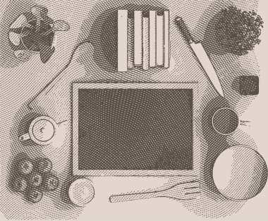 Arka plan ile mutfak aletleri 