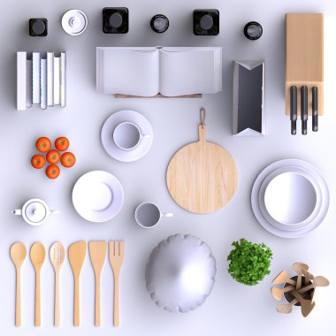 Mutfak Masa ve mutfak eşyaları.