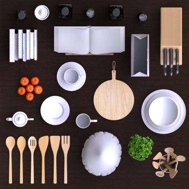 Mutfak Masa ve mutfak eşyaları.