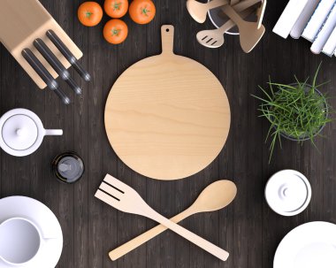 Mutfak Masa ve mutfak eşyaları.