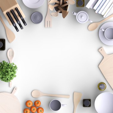 Mutfak Masa ve mutfak eşyaları.