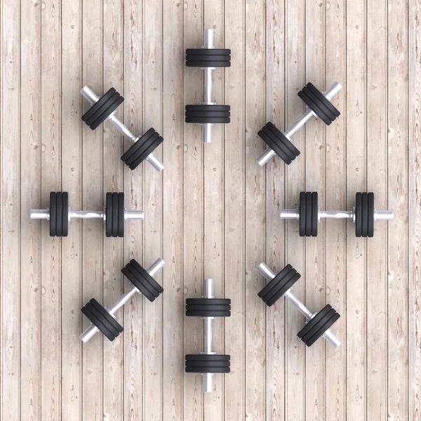 Spor arka plan siyah dumbbells ile — Stok fotoğraf