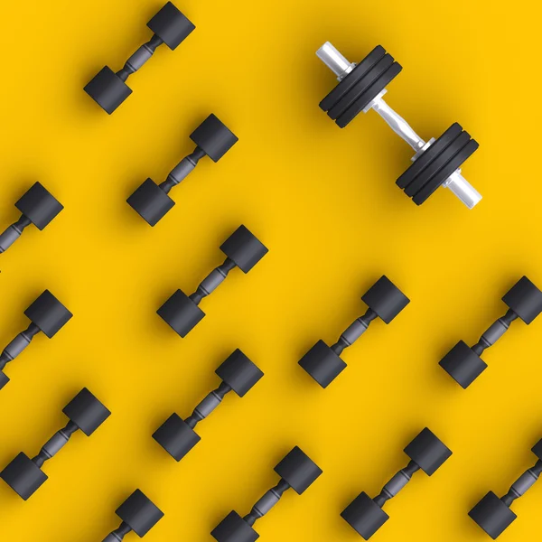 Sport background with black dumbbells — Stock Photo, Image