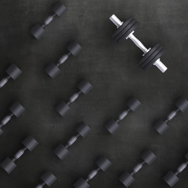 Sport background with black dumbbells — Stock Photo, Image