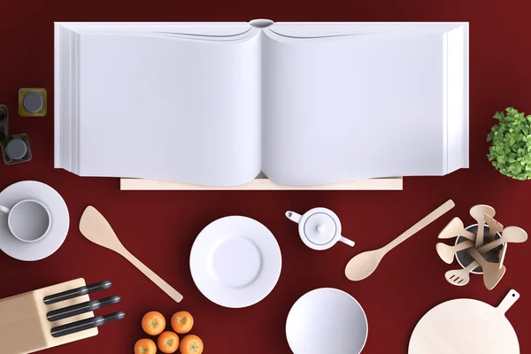 Branding mock up cuisine avec table et ustensiles de cuisine . — Photo