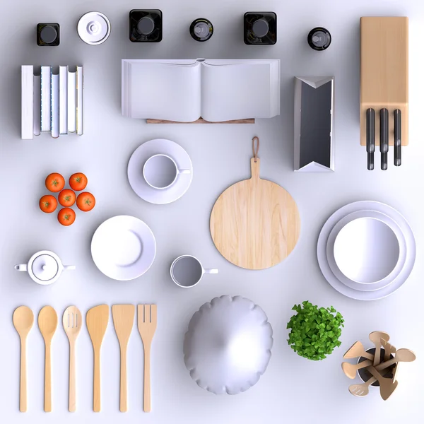 Mutfak Masa ve mutfak eşyaları.