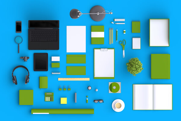 Set of variety blank office objects 