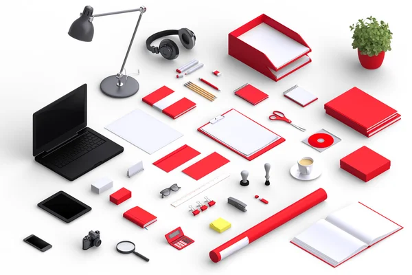 Set of variety blank office objects — Stock Photo, Image