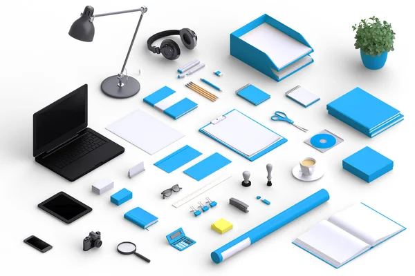 Set of variety blank office objects — Stock Photo, Image