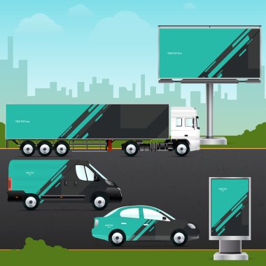 Design template vehicles, outdoor advertising 
