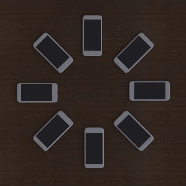 Smartphones colocados en círculo . — Foto de Stock