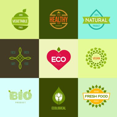 Grafik elementler, organik ürünler.