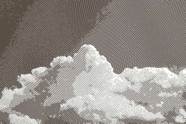 Vintage cielo nubes grabado — Vector de stock