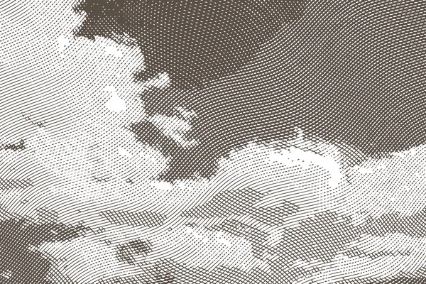 Vintage cielo nubes grabado — Vector de stock