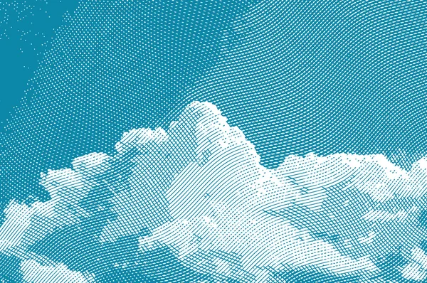 Gravure vintage ciel nuages — Image vectorielle