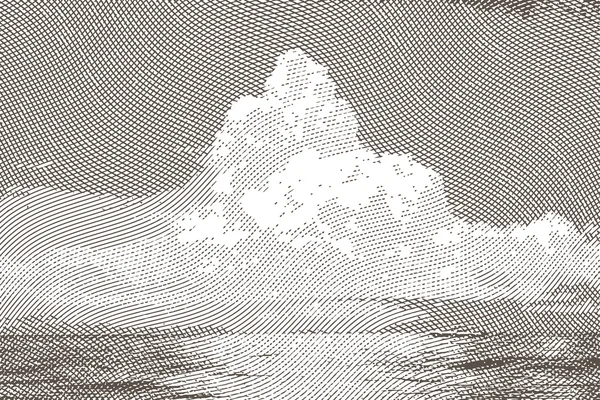 Vintage hemel wolken gravure — Stockvector